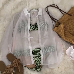 Sheer JCrew tuxedo top